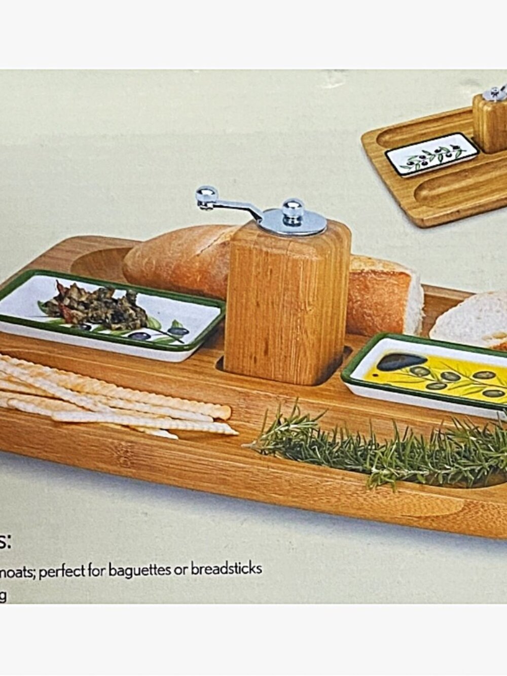 NWT Picnic Time Legacy Bamboo Tuscano Bread Serving Charcuterie Board Tray